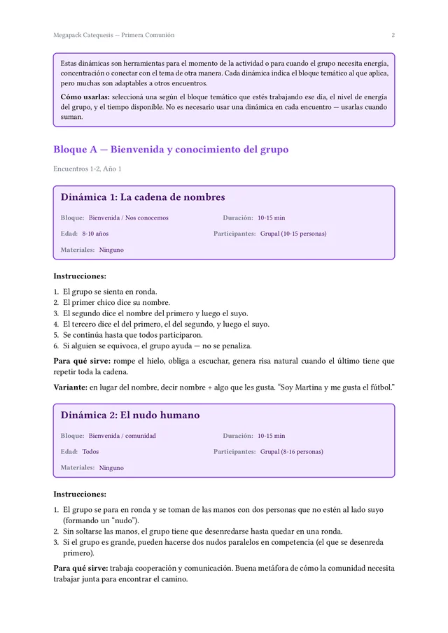 Página interior del Megapack Catequesis Primera Comunión