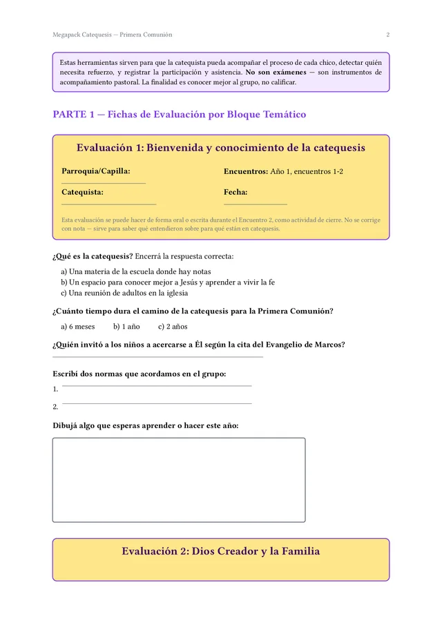 Página interior del Megapack Catequesis Primera Comunión